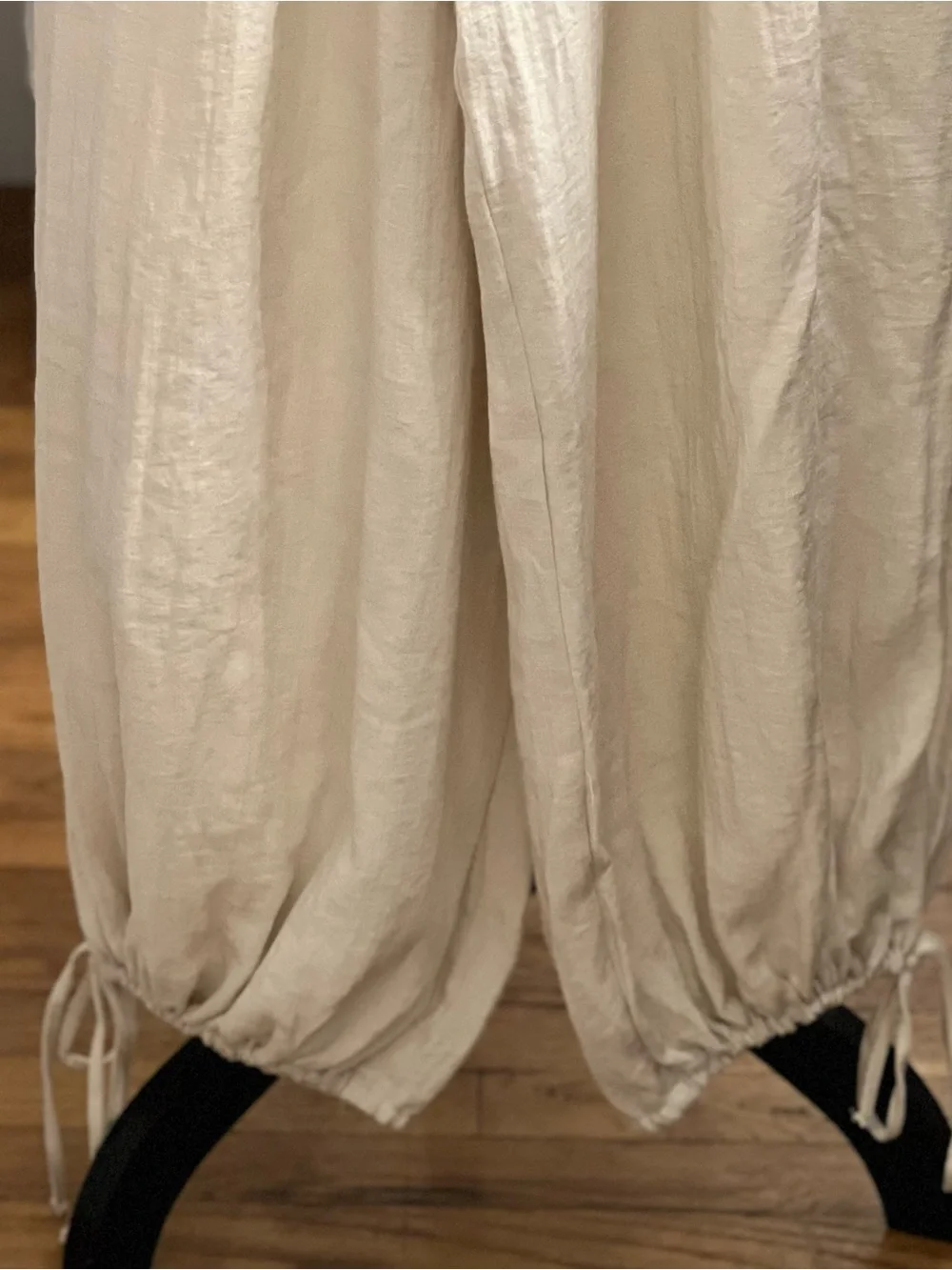 Zara Cream Smocked Waist Wide-Leg Joggers
